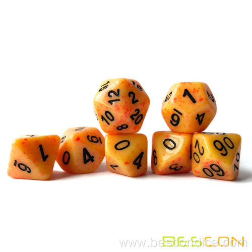 Polyhedral 7-Die Speckled Dice Set